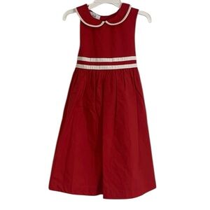 Girls Red & White Dress – Size 5 – Button Back & Bow Tie